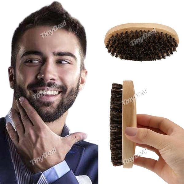 Boar Hair Bristle Beard Brush for Men Boar Bristles Round Beard Brush f Facial & Scalp Hair Combing & Grooming