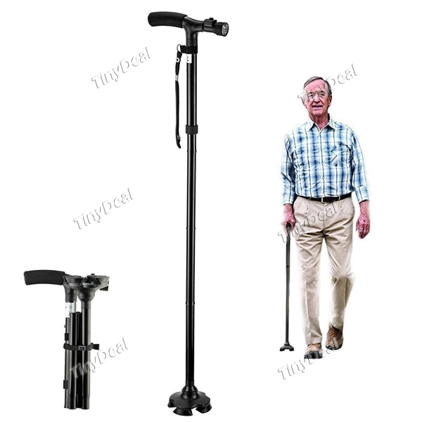 Trust Cane Folding Walking Cane with LED for Elder Aluminum Alloy Foldable Cane with Light Walking Stick