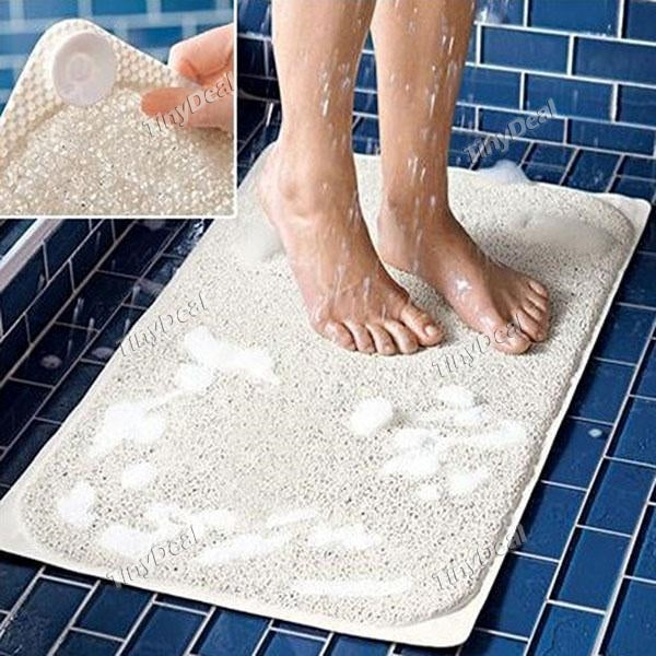 AquaRug Loofah Shower and Bath Mat with 4 Suction Cups Non Slip Mildew Resistant Massage Rug