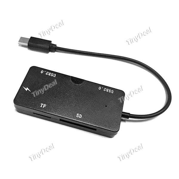 4 in 1 USB Type-C OTG HUB Card Reader Dual USB 2.0 Ports + TF/SD Card Port for Macbook Air Pro