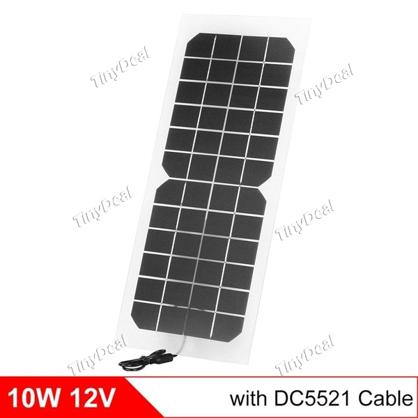 Monocrystalline Silicon 10W 12V Solar Panel with DC 5521 Cable Semi-flexible Transparent 12V Solar Panel Charger