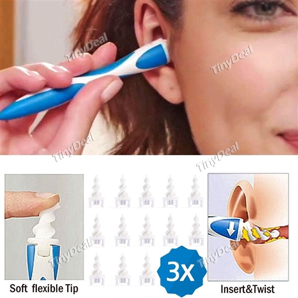 3pcs Swab True Clean Smart Ear Wax Removal Kit Disposable Ear Wax Cleaner System with 16 Replacement Heads
