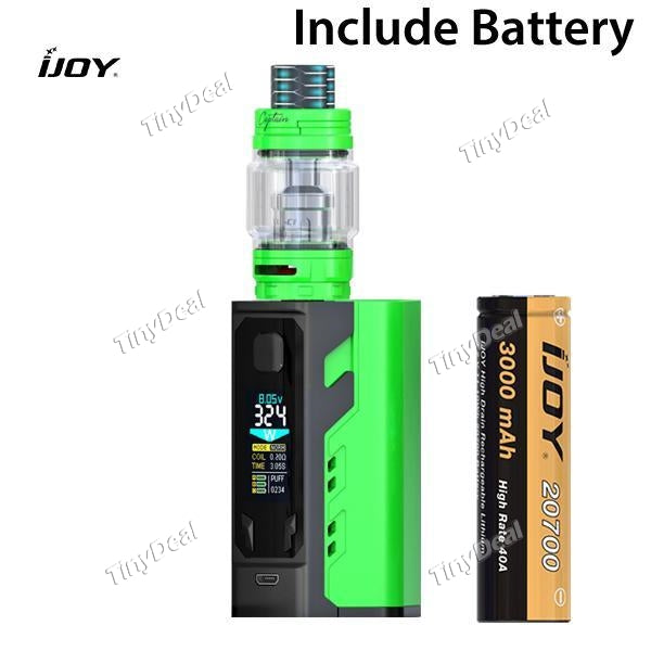 Authentic IJOY Captain X3 324W Box Mod With 3x 20700 Battery 8ml Captain X3 Sub-Ohm Tank Kit - Green
