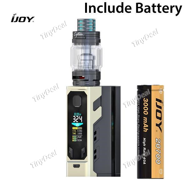 IJOY Captain X3 324W Box Mod With 3x 20700 Battery 8ml Captain X3 Sub-Ohm Tank Kit - Black Gunmetal