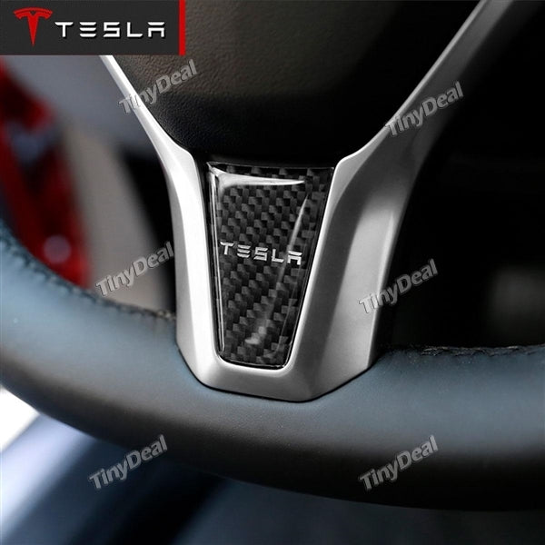 Dedicated Tesla MODEL X / S Steering Wheel Decoration Sticker Carbon Fiber Decal Decor Personalized Paste