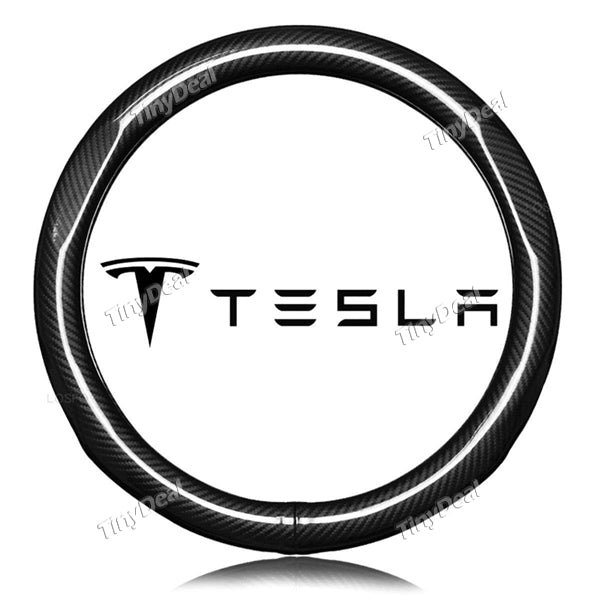 Genuine Leather Black Car Steering Wheel Cover for Tesla Model S Model X