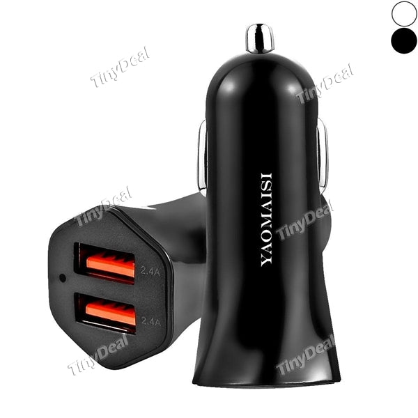 YAOMAISI Y-02 24W 5V/4.8A Dual Port USB Car Charger 2.4A Fast Charge Adapter Mini USB Car-Charger for Mobile Phone