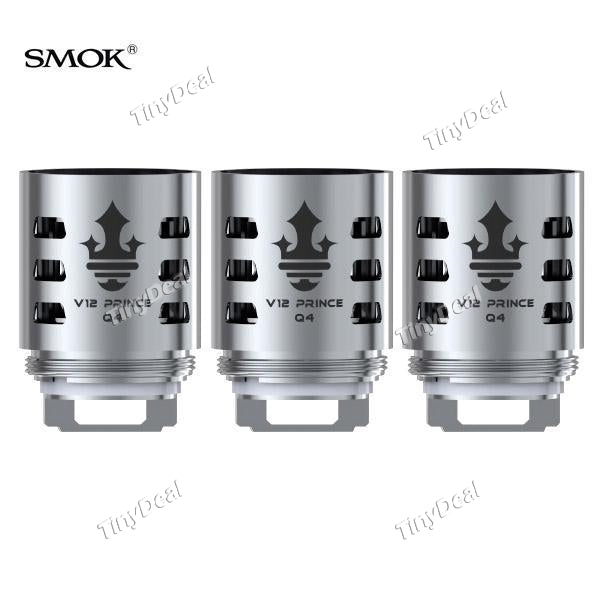 3 x Authentic SMOKTECH V12 Prince Q4 40-100W 0.4 ohm 0.4Ω Quadruple Coil Head 3pcs / Pack