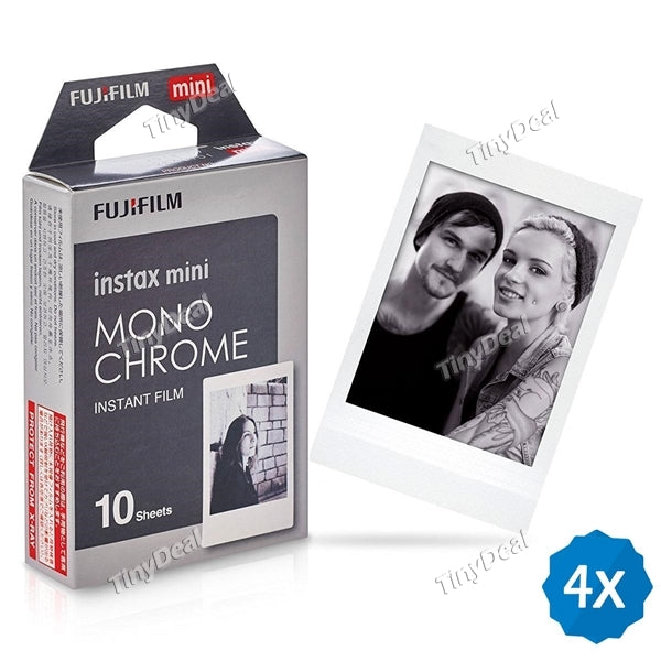 4pcs 3'' Fujifilm Instax Monchrome Instant Film Pack for Fujifilm Instax Mini-series Cameras 10 Sheets