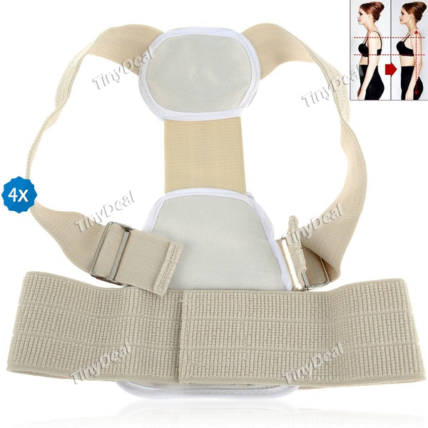 4pcs Posture Corrector Shoulder Back Brace Belt Vest Posture Supporter Adjustable for Kids & Adults