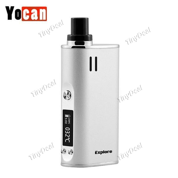 Authentic Yocan Explore 2600mAh E-Cigarette Dry Herb & Wax 2 in 1 AIO Starter Kit - Silvery SS Stainless