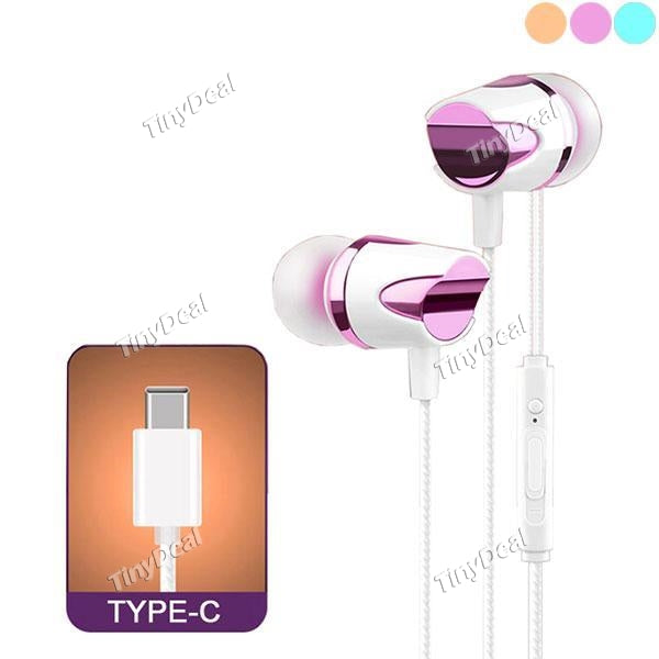 TC16 Type-c Earphone Stereo Line Control In-Ear Hands Free Call with Mic f LeEco Pro Le2 Xiaomi Type-c Device