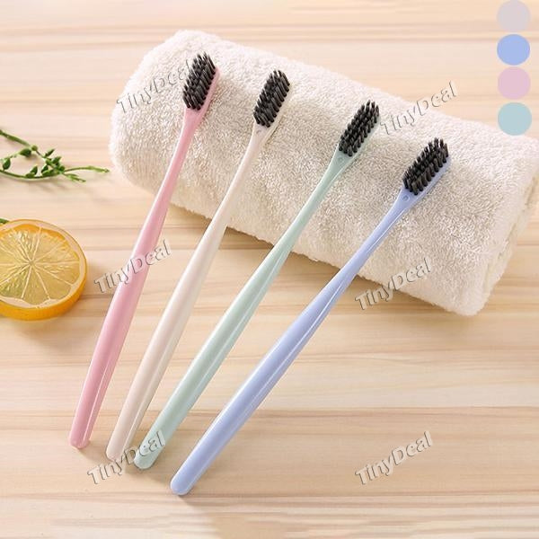 Creative Adult Soft Toothbrush Portable Wheat Straw Tooth Cleaning Charcoal Bristle Brush with Travel Storage Case
