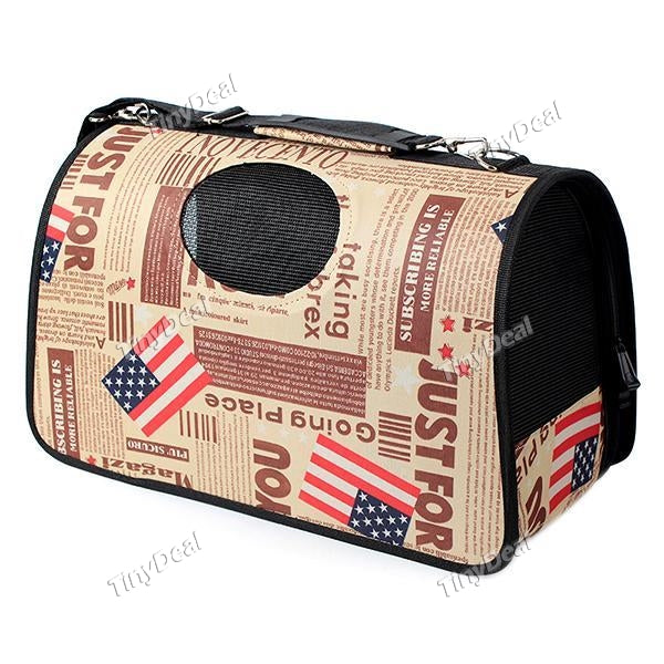 Portable Pet Handbag Breathable American Flag Pets Outdoors Carrier Shoulder Travel Bag for Dogs Cats
