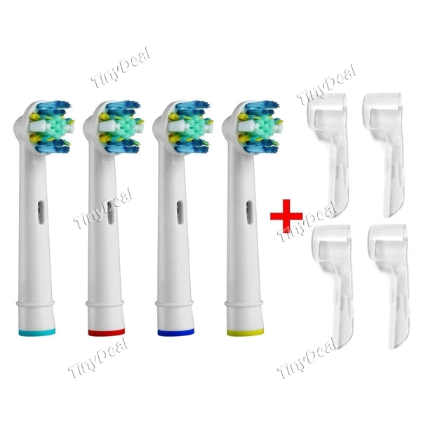 Electric Toothbrush Heads Replacements Compatible with Braun Oral B - EB-25A (4 Count) + 4pcs Brush Head Protection Cover