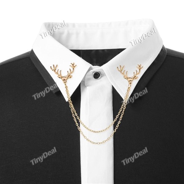 Fashion Tassel Chain Elk Brooch Delicate Metal Texture Shirt Suit Collar Pin Clothing Decoration
Unisex