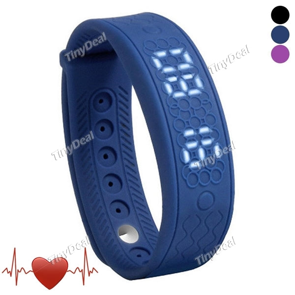 LED Smart Bluetooth Wristband 3D Pedometer Activity Tracker Temperature Display Sleep Heart Rate Monitor