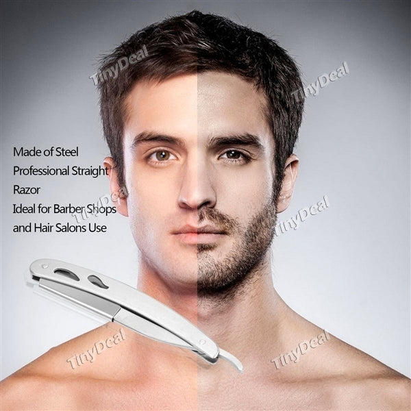 Men Straight Barber Edge Steel Razors Folding Shaving Razor Knife Hair Removal Dorco Razor with 10 Pcs Blades