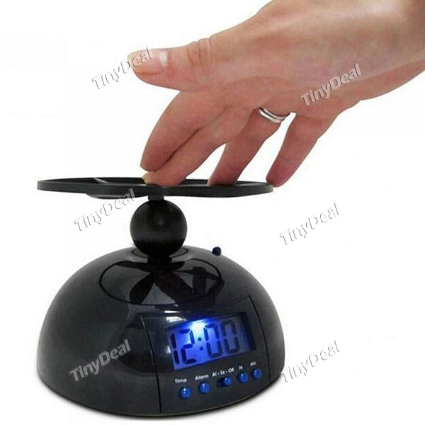 Flying Alarm Clock Crazy Helicopter Novelty Alarm Clock UFO Propeller Fly LCD Digital Alarm Clock Gadget