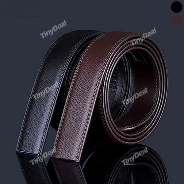 35mm Men's Genuine Leather Belt without Automatic Buckle Ratchet Belt for Business and Leisure