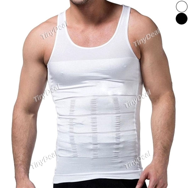 140D Men's Slimming Body Shaper Undershirt Vest Shirt Abs Abdomen Shaper Waist Girdle Shirt Vest