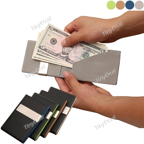Mens Womens Money Clip PU Leather Wallet Ultra Slim Credit Card Holder Pouch