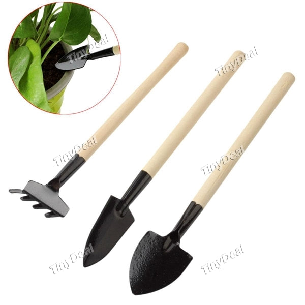 Mini Gardening Plant Pot Three Piece Small Shovel Rake Spade Succulent Plants Potted Flowers Garden Tools