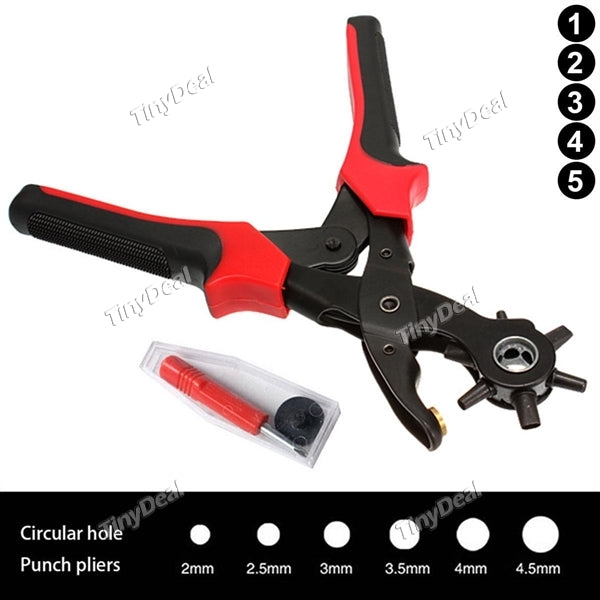 Multi-function Portable Puncher Heavy Duty Leather Canvas Hole Punch Hand Pliers Belt 5 Different Hole Sizes