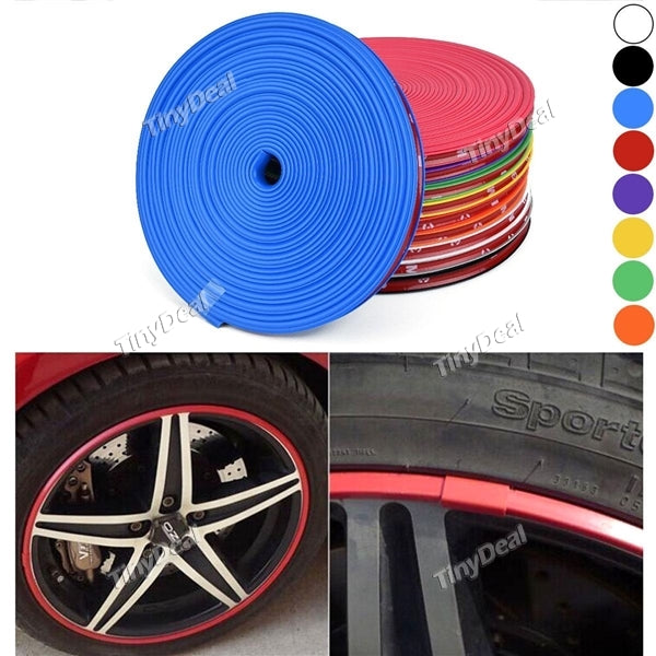8m/roll Universal Car Mini Tire Rims Wheel Protection Ring Rubbing Strip Scratch-proof Decorative Strip