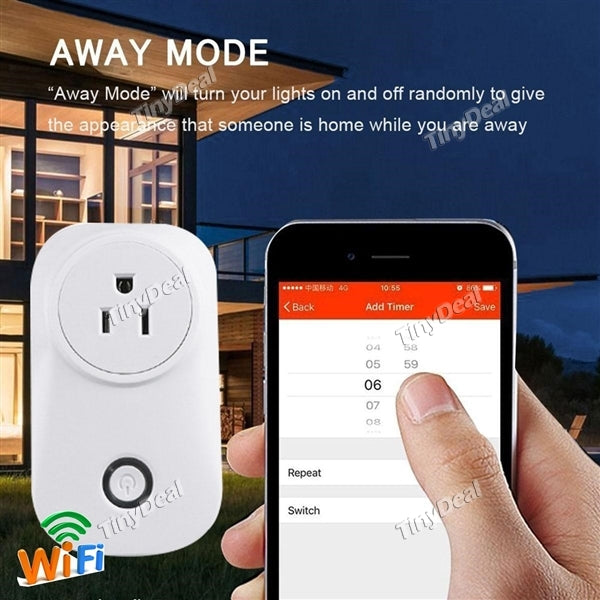 US Plug WiFi Smart Wireless Socket Wall Outlet Plug Mobile Phone Remote Control Switch Charger AC110-240V