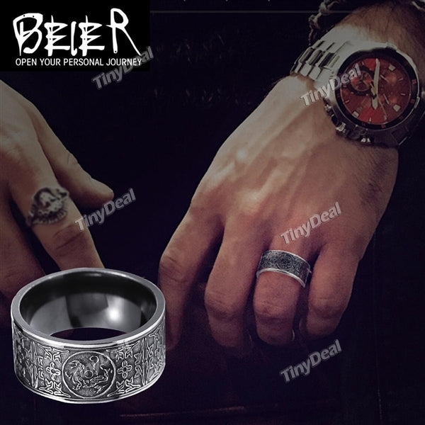 Men's Stainless Steel Vtinage Four Celestial Animals Protection Rings Personalized Vintage Ring Jewelry
