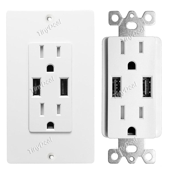 5V 4.8A Wall Socket Charger US Dual USB Wall Receptacle Socket Outlet Adapter Plug Power Supply Charger