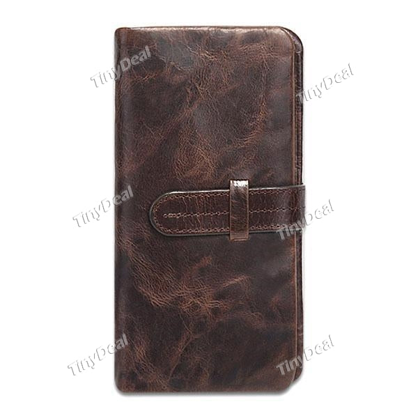 JOYIR Men's Genuine Leather Wallet Oil Wax Leather Bifold Multifunction Zipper Pocket