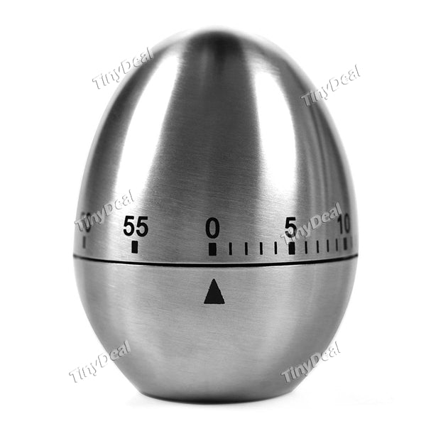 Stainless Steel Egg Shape Kitchen Timer Mechanical Drive Kitchen Timer 60-Minute Cooking Timer Alarm Timer