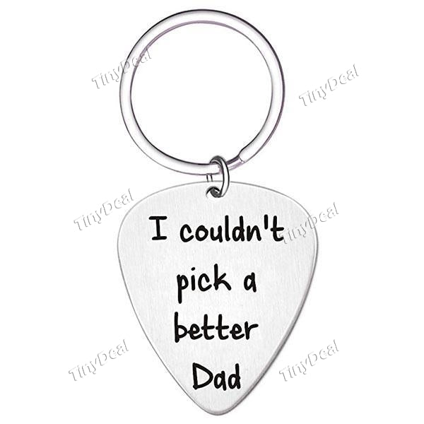 I Couldn't Pick a Better Dad Mens Stainless Steel Guitar Pick Gift for Daddy Papa Father