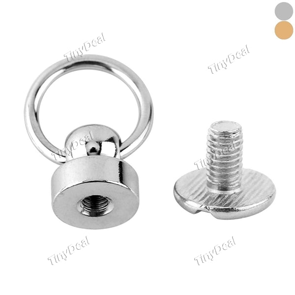 2Pcs/Set DIY Rivet Stud Ring w Screw Brass Round Head Screwback Button Studs Screw Kit f Art & Leather Craft