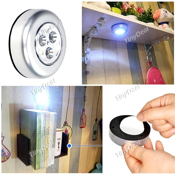 LED Battery-powered Wireless Night Light Stick Tap Touch Lamp Stick-on Push Light for Closets Cabinets Counters Cordless Light