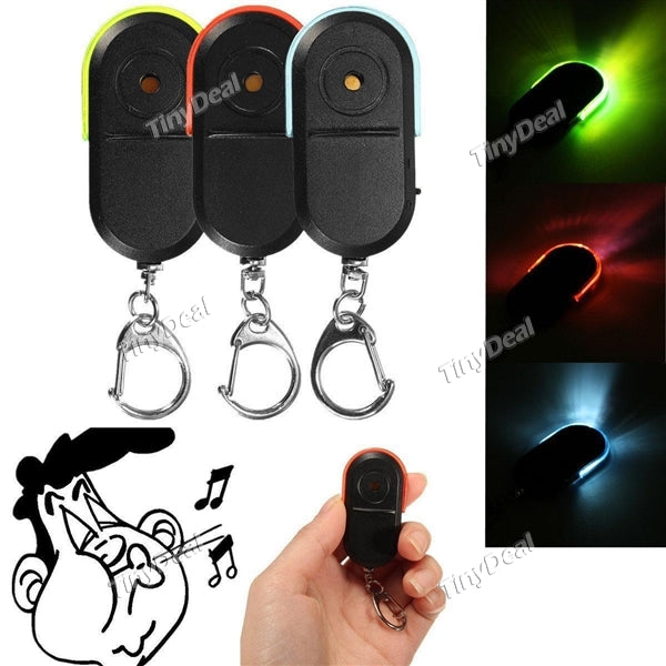Portable LED Light Wireless Anti-Lost Alarm Key Finder Whistle Sound Locator Keychain with LED Light
