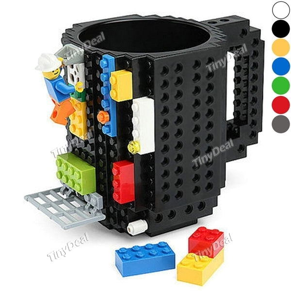 Build-On Brick Mug Coffee Cup DIY Type Plastic Creative Building Blocks Coffee Tea Beverage Drinking Funny Gift