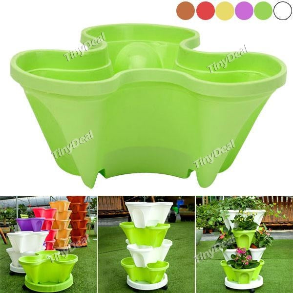 DIY Vertical Gardening Planter Stackable Pots Stacking Container Self Watering System