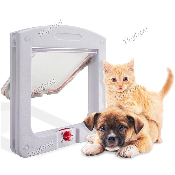 4 Way Lockable Pet Cat Door Pet Screen Flap Door for Glass Door 22*20*3cm