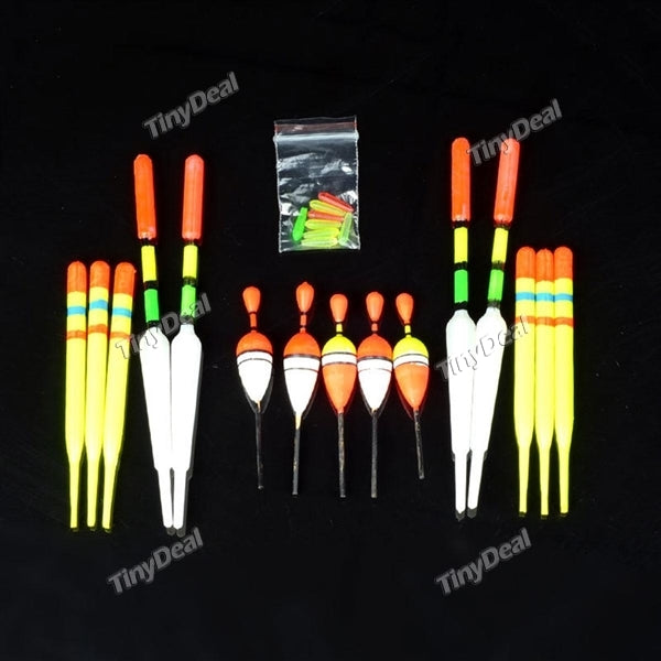 15pcs Vertical Buoy Sea Fishing Floats Assorted Size f Most Type of Angling w Attachment Rubbers Fishing Lures