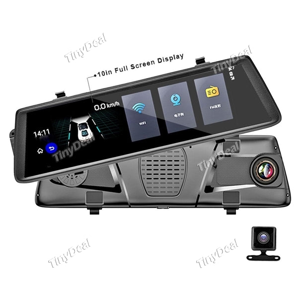 Phisung F900 10 inch Android Touch Screen Car DVR + Rear View Mirror Dual Lens Black Box FHD 1080P Remote Monitoring