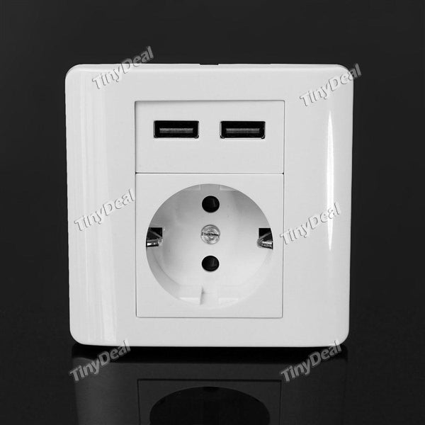 16A EU Plug Wall Socket 2.1A Dual 2 USB Wall Charger Adapter Power Outlet Panel