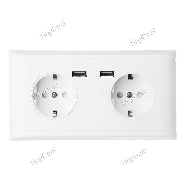 2.4A AC 250V Germany Standard Wall Dual EU Plug Socket Phone Charger Screw Dual USB Port Electric Wall Outlet