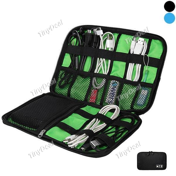 Electronic Cord Organizer Travel Cable Bag Water Resistant Double Layer External Hard Drive Storage Bag