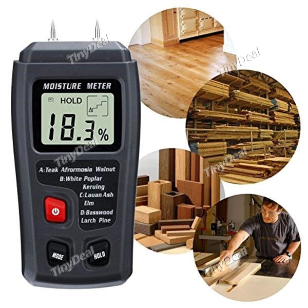 2 Pins Digital Wood Moisture Meter ± 0.5% Accuracy Wood Moisture Meter w LCD Display Moisture Detector