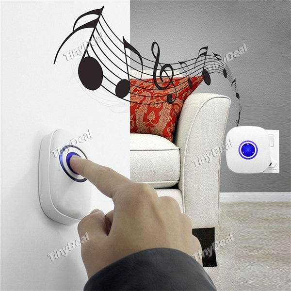 K1710 Strong Wireless Electronic Doorbell IP65 Waterproof Doorbell 38 Music with One Transmitter EU Plug and One Receiver