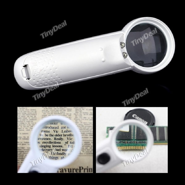 37mm Diameter 15X Magnifier Portable Pocket Handheld Glass Loupe Magnifying Tool with 2 LED Light