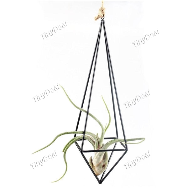 10" Height Wall Hanging Quadrilateral Pyramid Shape Geometric Metal Tillandsia Air Plants Rack Holder No Plants